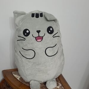 Silly Large Grey Cat Stuffed Animal